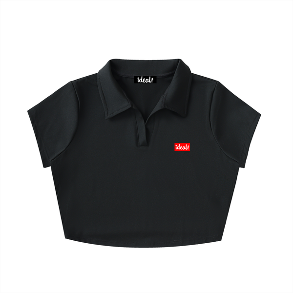 Ideal Apparel - Womens Red Edition V-Neck Lapel Crop Top