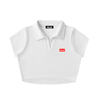Ideal Apparel - Womens Red Edition V-Neck Lapel Crop Top